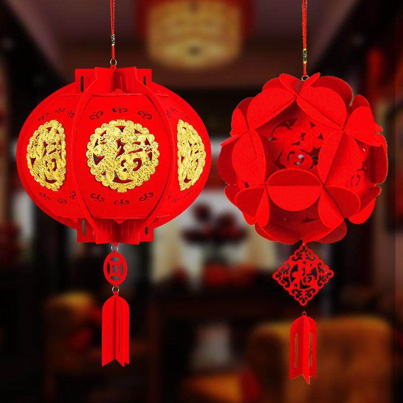 春节装饰用品无纺布灯笼节日庆典宫灯新年挂件diy手工过年年货