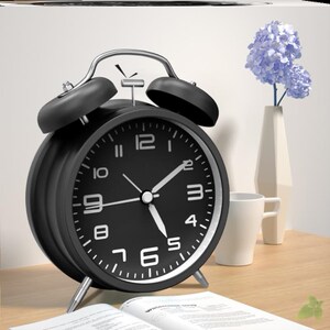 少年男友宿舍黑色夜间闹钟学生用简约多功能夜视小型潮流台钟学校