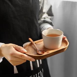 木质椭圆盘子日式小托盘实木茶盘下午点心盘餐具咖啡甜品木盘简约