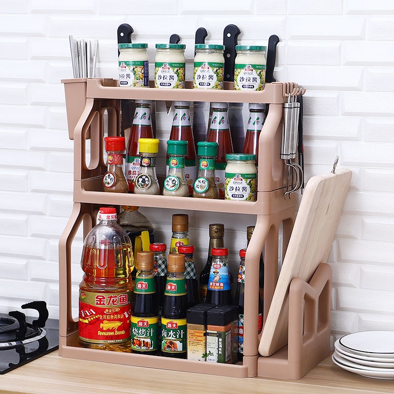 微洛尔煤气灶台架不锈钢厨房置物架落地多层家居厨具收纳锅架家用