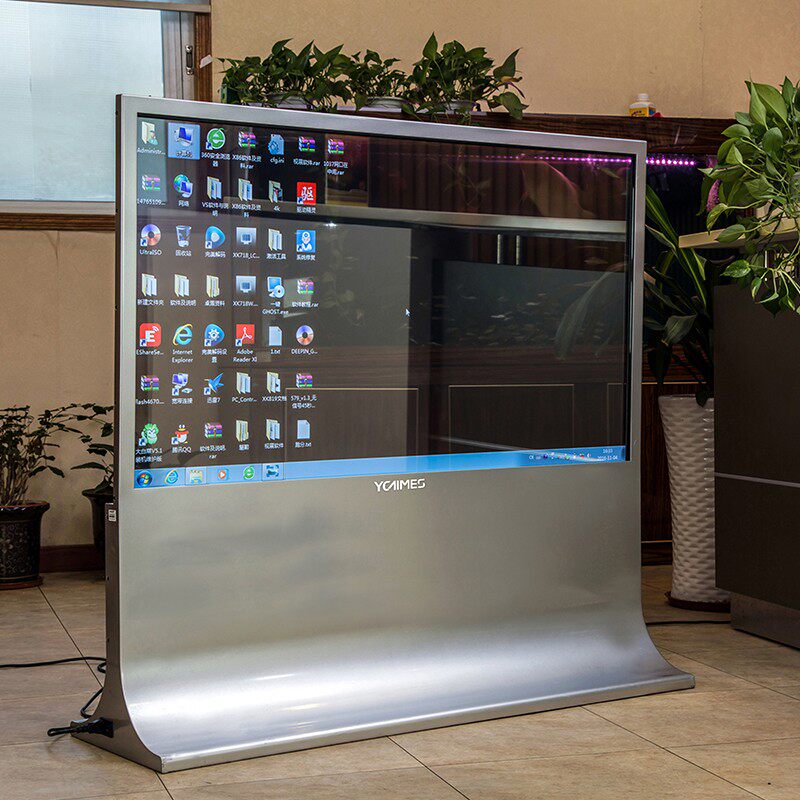 55寸oled立式升降拼接透明屏自发光高清商用展览触摸显示屏可定制