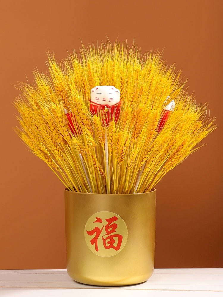 31大麦花束花瓶寓意发财的干花美容院开业送礼摆件黄金麦穗福袋新