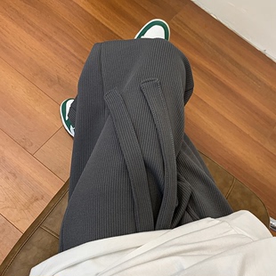 深灰色西裤男垂坠感高级感oversize裤子设计感直筒宽松加绒休闲裤