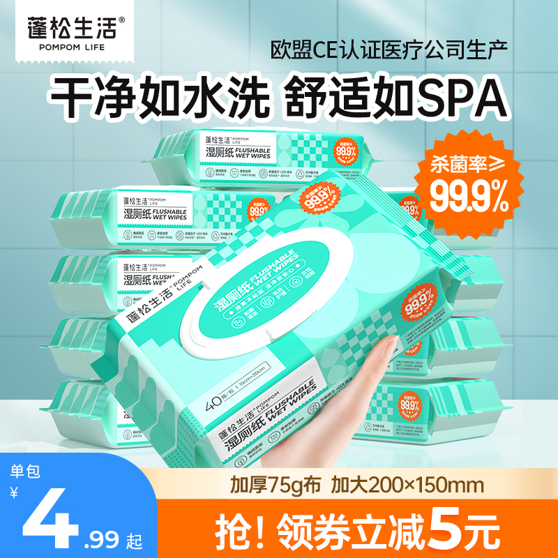 蓬松生活湿厕纸家庭实惠装洁厕湿纸巾擦屁股男女士专用湿厕巾手纸