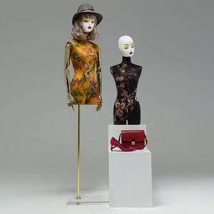 模特道具女半身实木人体橱窗图片