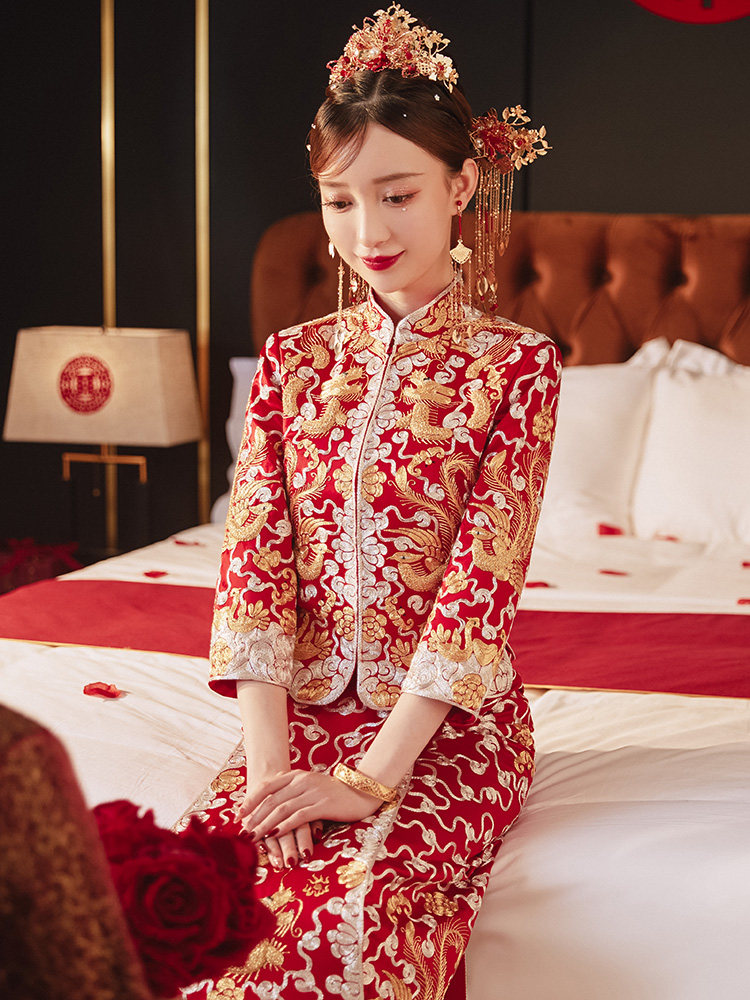 重工褂皇龙凤褂2022年新款中式新娘礼服显瘦秀禾服结婚嫁衣敬酒服