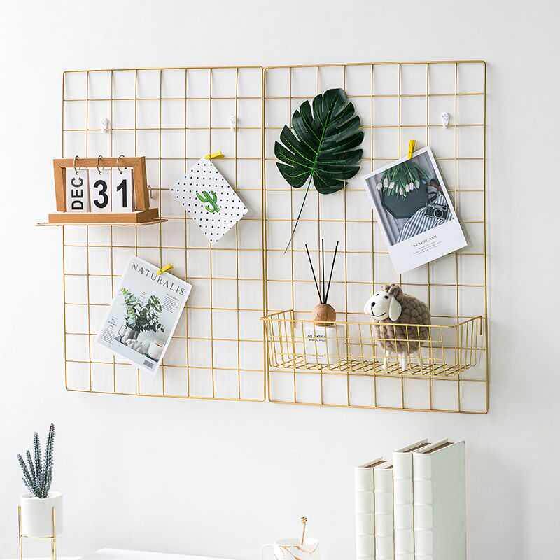 北欧铁艺网格照片墙装饰ins网红宿舍房间布置客厅寝室置物