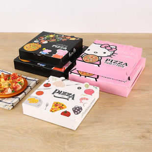 订制定做6/7/8/9/10寸披萨盒卡通华夫饼盒pizza饼外卖包装打包