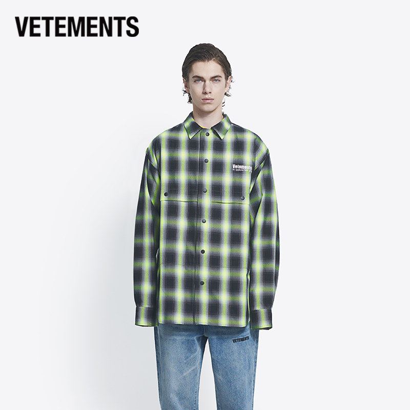 vetements初秋新品男装女装休闲格子衬衣长袖衬衫薄外套33530007