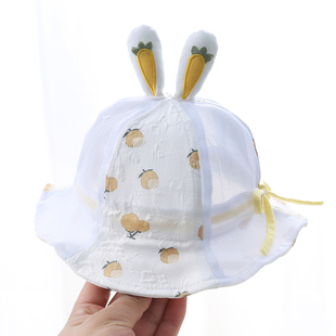 宝宝遮阳帽子夏季薄款婴儿渔夫帽女宝防晒帽6一12月婴幼儿太阳帽
