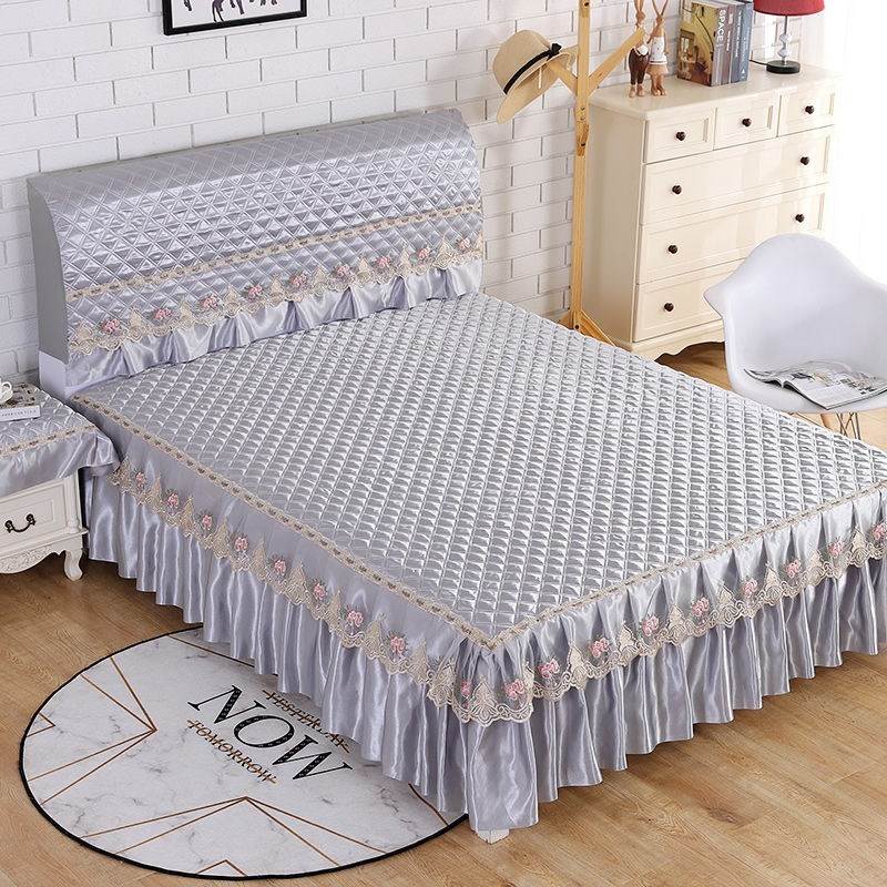 床罩带床头罩高端床裙罩裙式大气纯棉单件100全棉轻奢加棉