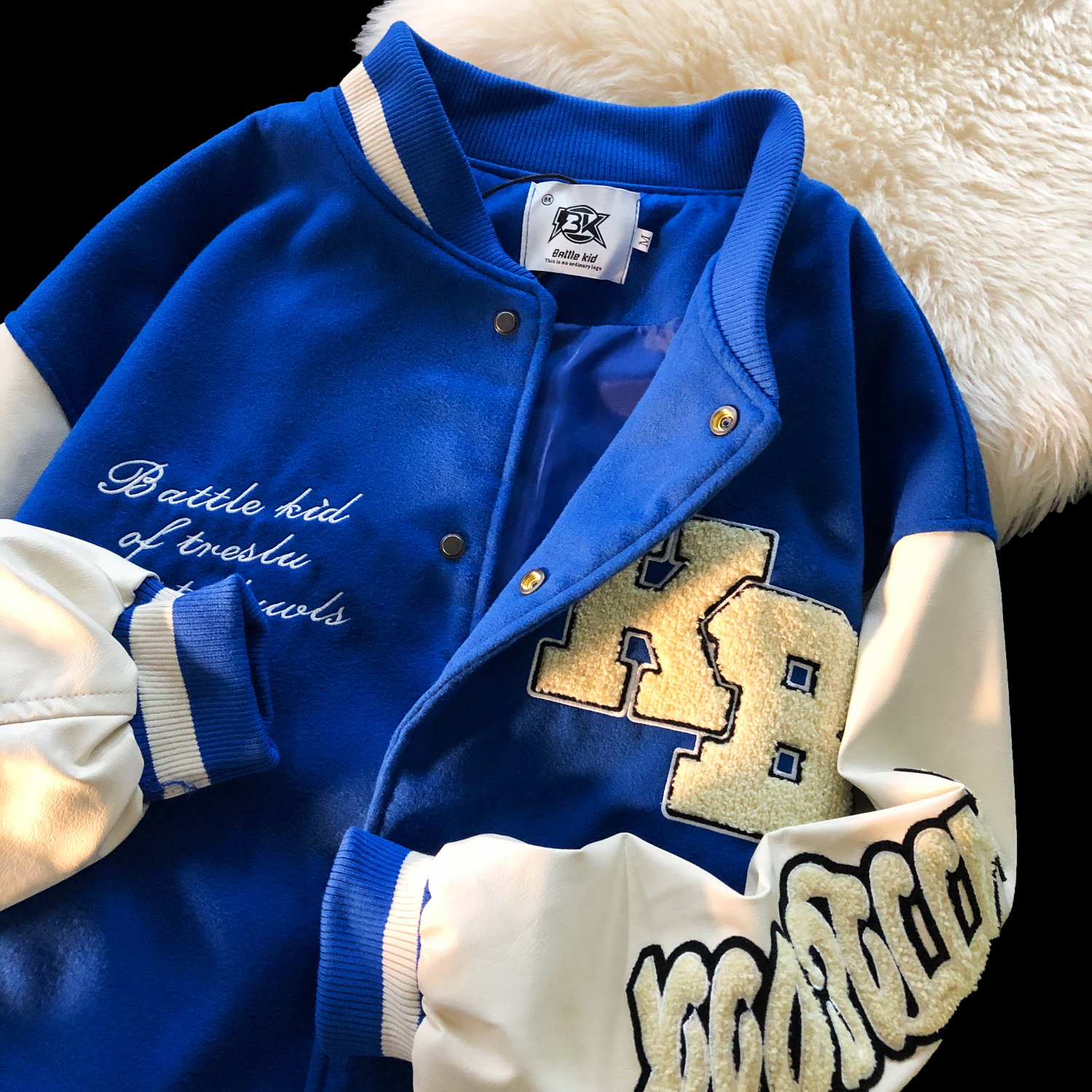 lztz克莱因蓝vintage棒球服潮牌新款宽松秋冬季女生夹克外套古着