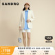 SANDRO Outlet女装通勤粗花呢米白色时尚法式西装外套SFPVE00666
