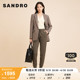 SANDRO Outlet法式简约复古千鸟格纹时尚羊毛混纺西装SFPVE00583