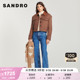 SANDRO Outlet女装法式摩登复古短款纽扣宽松棕色外套SFPOU00430