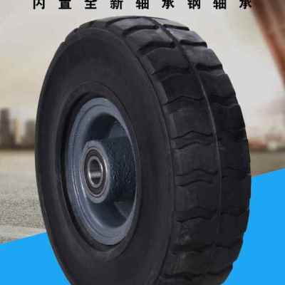 10寸实心轮胎防爆防扎加厚3504纯橡胶轮子手推车老虎车轱辘