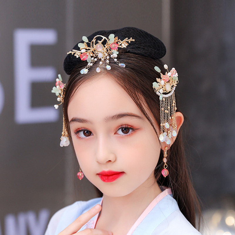 爱贝佳母婴专营店的优惠券大全—儿童汉服头饰步摇流苏步摇发饰发夹小