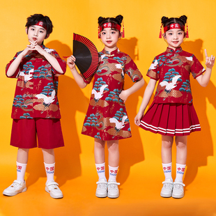 儿童中国风合唱服女童汉服表演服小学生运动会服装中国风国潮唐装