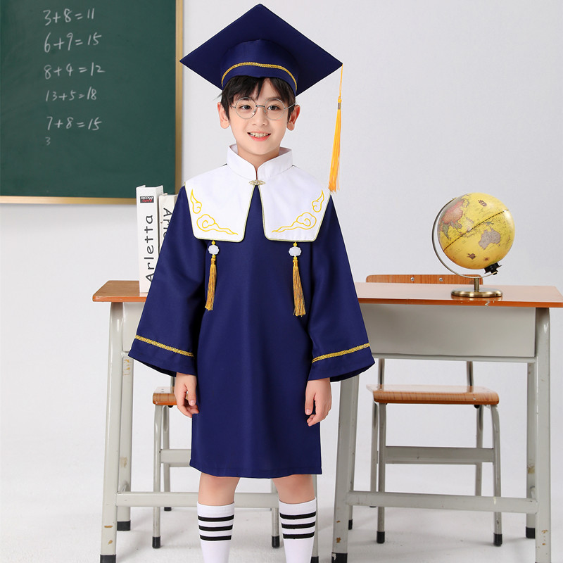 儿童博士服幼儿园学士服小学生博士帽毕业照服装礼服夏季长袖套装