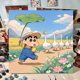 蜡笔小新数字油画手工diy填色手绘丙烯儿童卡通动漫填充油彩画