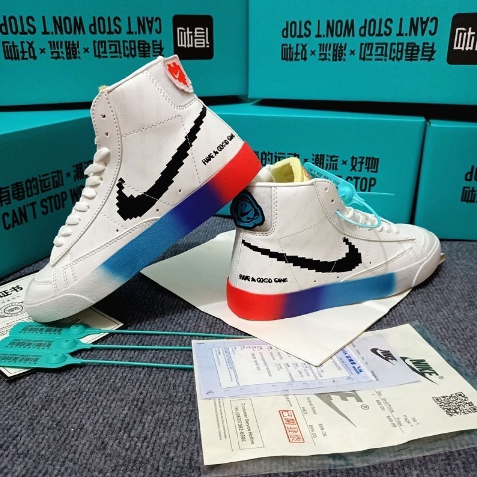 开拓者电玩像素英雄联盟联名鞋夜光电竞高帮aj男女休闲鞋