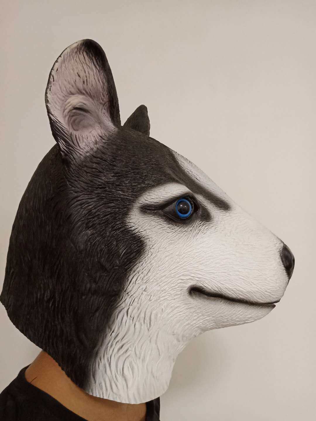 工奇直供c万圣节哈士哈面具狗头二厂动物乳胶头套