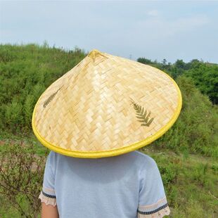 斗笠竹编防雨防晒草帽男士钓鱼遮阳竹编斗笠帽农民户外凉帽采茶帽