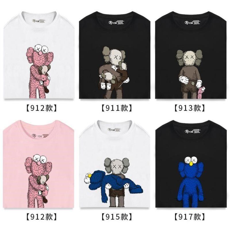 芝麻街t恤儿童kaws联名童装t恤短袖纯棉宽松韩版t恤休闲衣服圆领