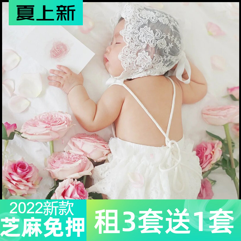 出租儿童摄影服装满月百天照宝宝蕾丝连体哈衣DIY造型拍照服道具