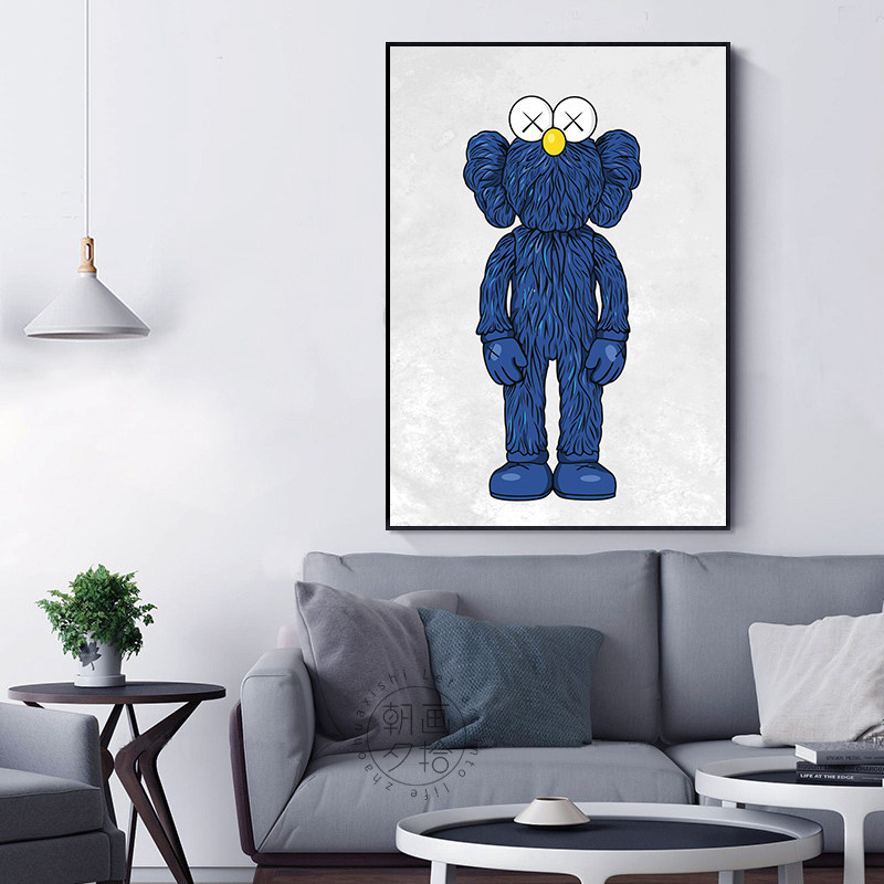 kaws卡通装饰画客厅沙发背景墙挂画时尚潮流联名玄关儿童房壁画