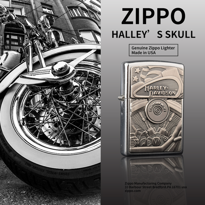 美国zippo哈雷原版贴章纯铜煤油手工防风老式送礼男士收藏打火机
