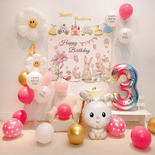 网红背景墙创意用品女孩气球2岁儿童宝宝场景布置一生日装饰周岁