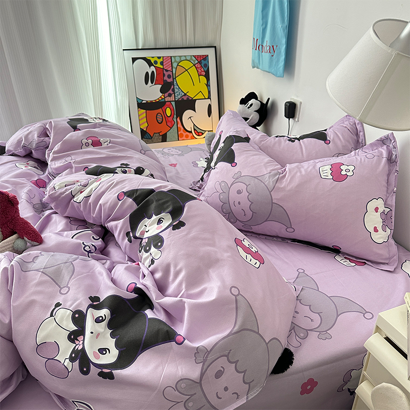 ins可爱库洛米卡通床上四件套1.5米1.8m少女心宿舍被套床单三件套