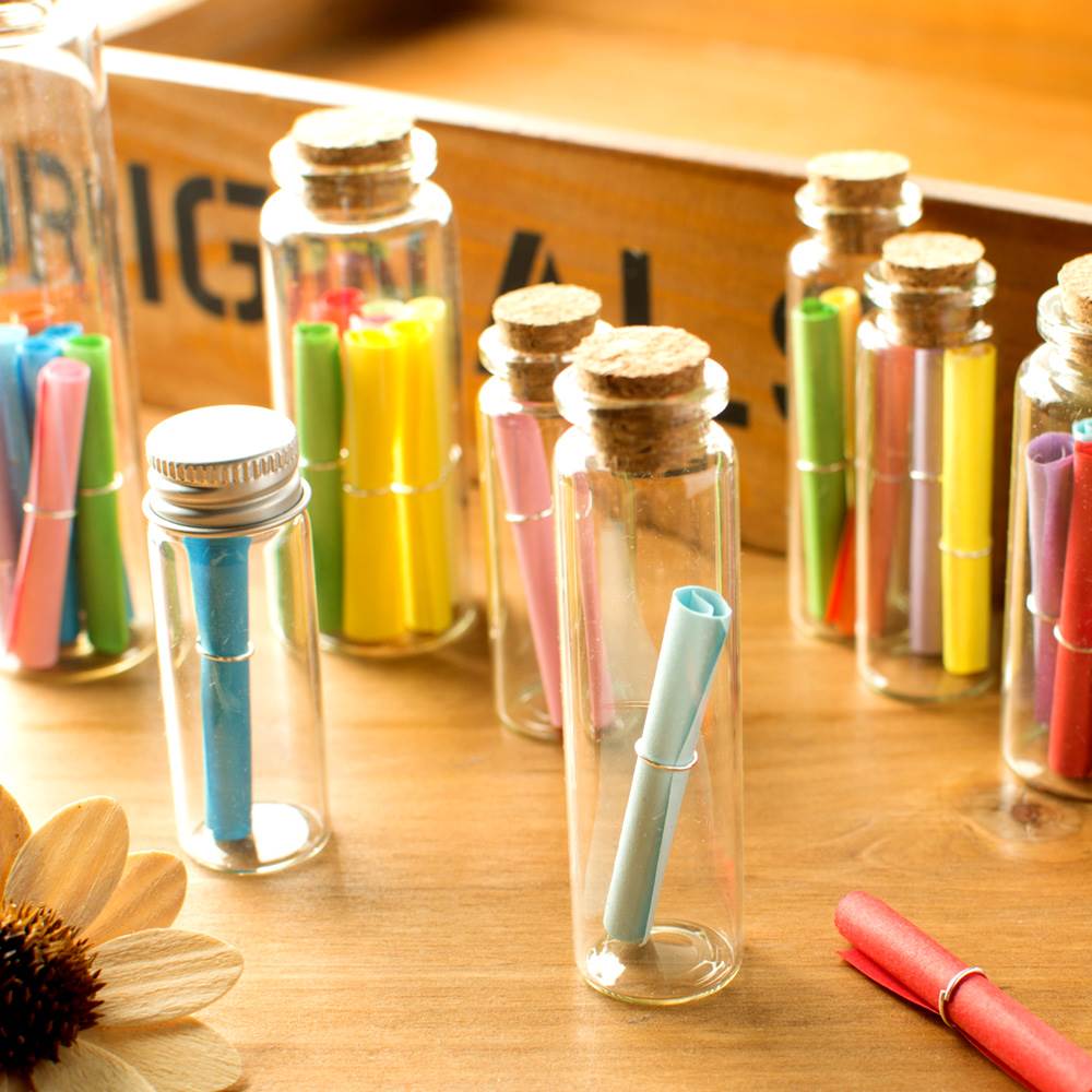 50只小号木塞玻璃瓶子透明创意许愿试管风铃材料彩虹星空星云幸运星