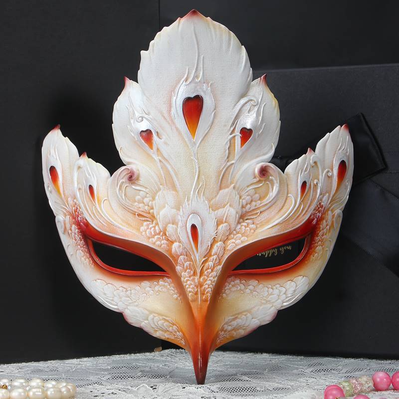 中国风魂作物手绘半脸面具派对舞会凤凰装扮古风汉服配饰女生礼品