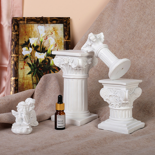 欧式罗马柱烛台树脂石膏小天使拍摄道具家居桌面背景拍照装饰摆件