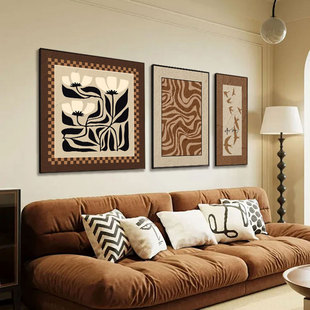 中古风客厅装饰画法式艺术复古轻奢高级感沙发背景墙三联组合挂画