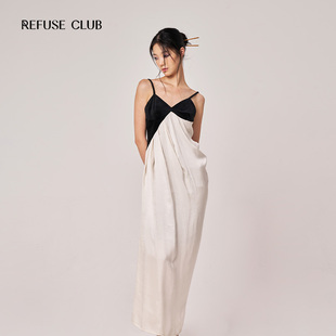 【新中式品牌】REFUSE CLUB 24春夏设计师原创几何垂坠吊带连衣裙