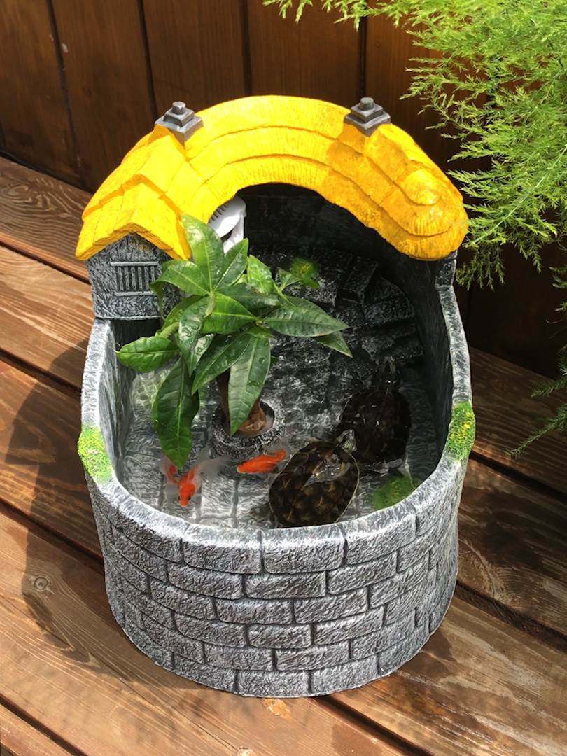 豪华乌龟缸生态缸带晒台造景别墅家用客厅玻璃养龟箱鱼缸混合养