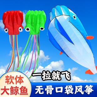 口袋风筝无骨儿童折叠便携易飞巨型3D立体小孩软体小章鱼鲸鱼大型