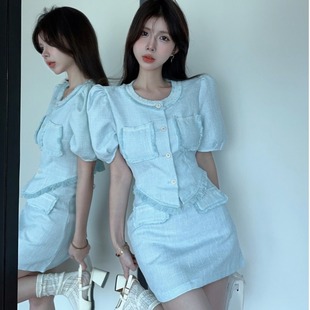 法式奶甜系小香风套装夏款中式2024年新款时尚高级感裙子两件套女