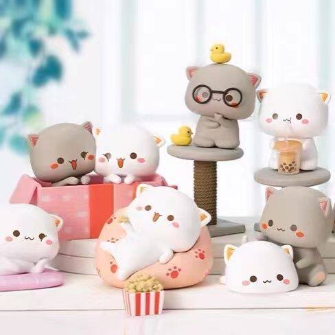 桃子猫盲盒手办h全套让爱先行2女孩玩具一套可爱女生礼物桌面摆件