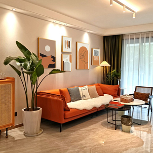 客厅装饰画沙发背景墙壁画现代简约挂画莫兰迪北欧抽象大气橙色