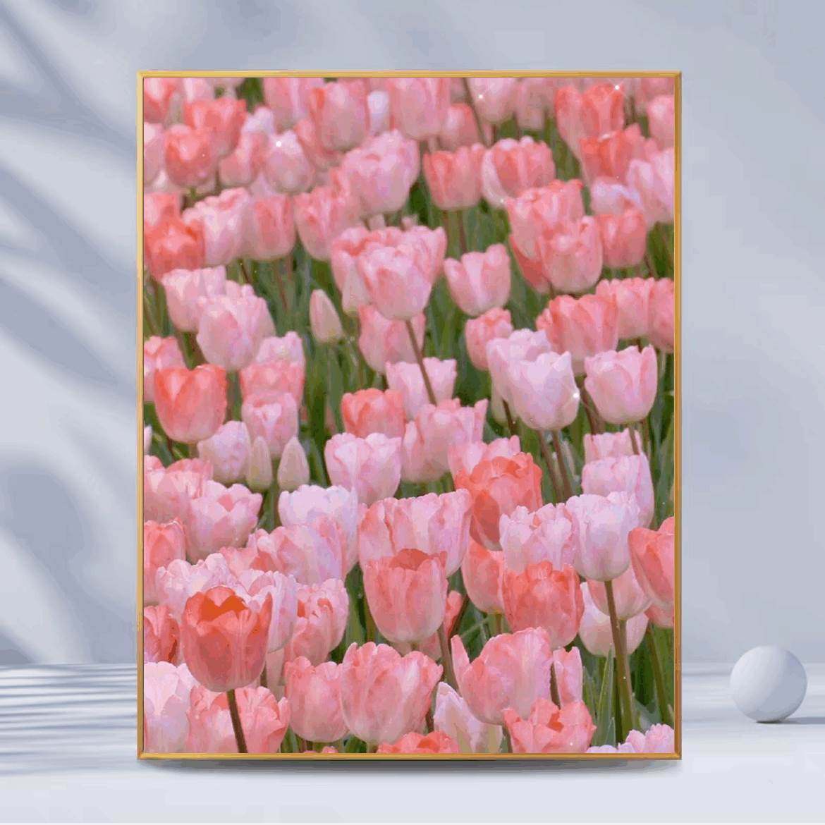 郁金香数字油画diy填充手工植物花卉自制画减压卧室工作室装饰画