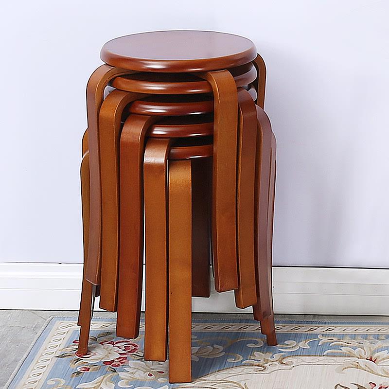 简约高凳实木小圆凳子家用时尚创意木头餐桌凳椅子软坐面可摞叠放