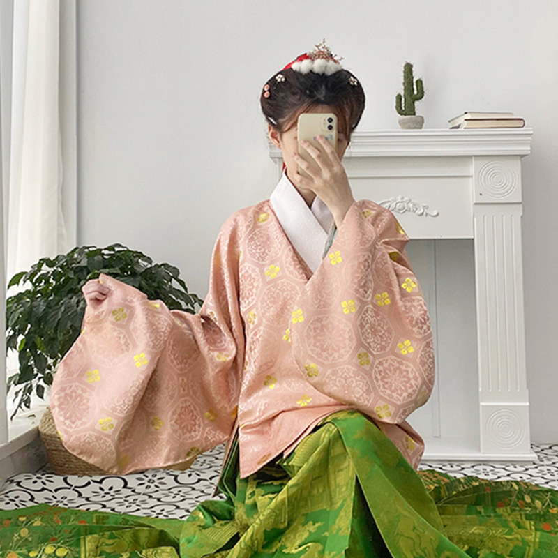 汉桃花原创汉服女新款秋冬明制交领小金花中国风改良琵琶袖子短袄