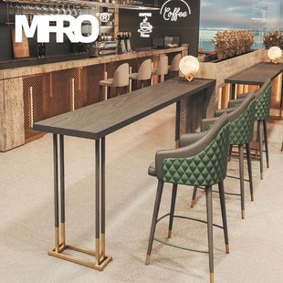 工业风酒吧靠墙吧台桌椅组合实木高脚桌子商用长条桌窗边阳台家用