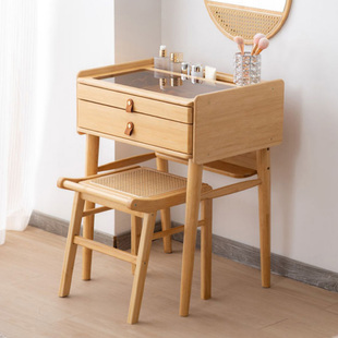 梳妆台小型实木日式卧室床头柜化妆台一体网红现代简约化妆镜桌子