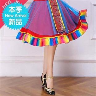 。场舞服装0款藏族h长裙2民19现E代舞蹈演出女新族风跳舞短裙套装