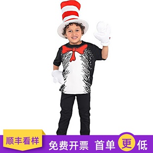 万圣节服饰戴帽子的猫cosplay衣服儿童表演服the cat in the hat